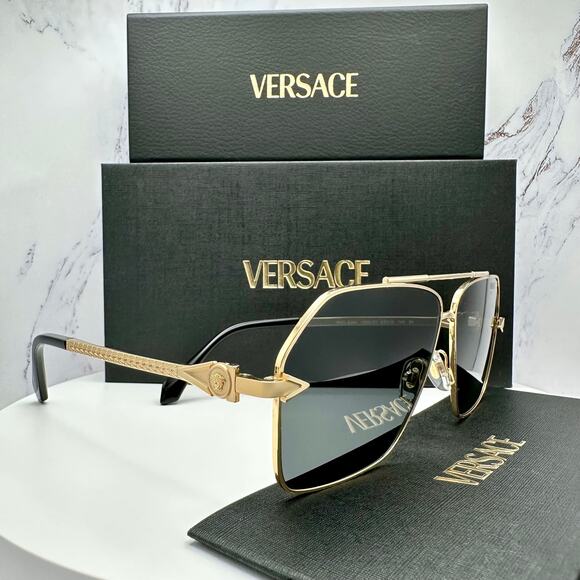 NEW VERSACE Gold Metal Sunglasses - Picture 3 of 16